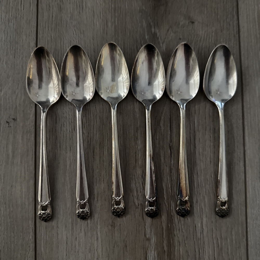 Vtg Set of 6 1847 Rogers Bros ETERNALLY YOURS Silverplate Teaspoons Flatware